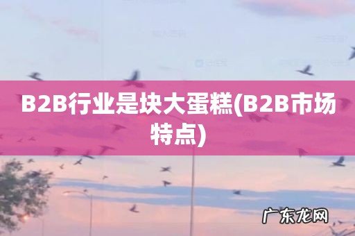 B2B市场特点 B2B行业是块大蛋糕