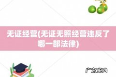 无证无照经营违反了哪一部法律 无证经营