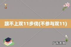 不参与双11 跟不上双11步伐