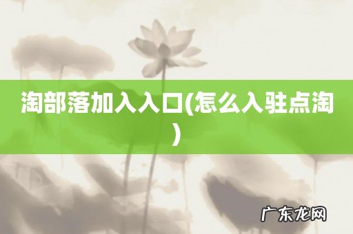 怎么入驻点淘 淘部落加入入口
