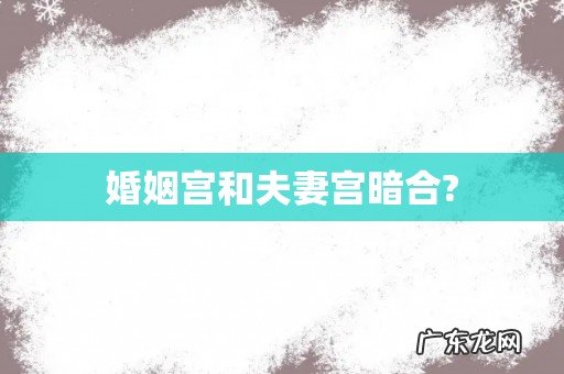 婚姻宫和夫妻宫暗合?