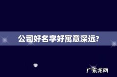公司好名字好寓意深远?