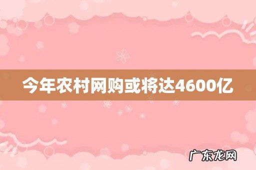今年农村网购或将达4600亿
