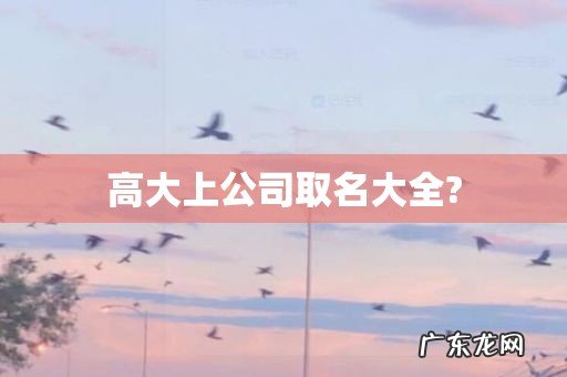 高大上公司取名大全?