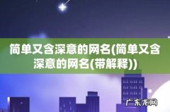 简单又含深意的网名(带解释 简单又含深意的网名)
