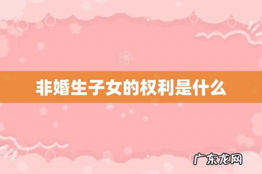 非婚生子女的权利是什么