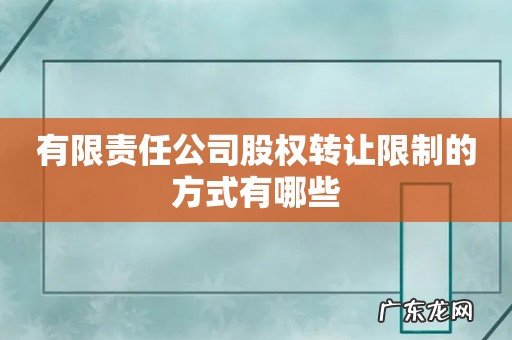 有限责任公司股权转让限制的方式有哪些