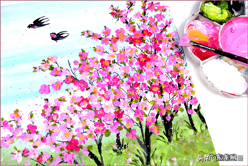 中国风水粉画 春天的风水粉画图片