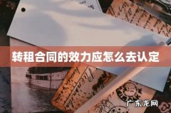 转租合同的效力应怎么去认定