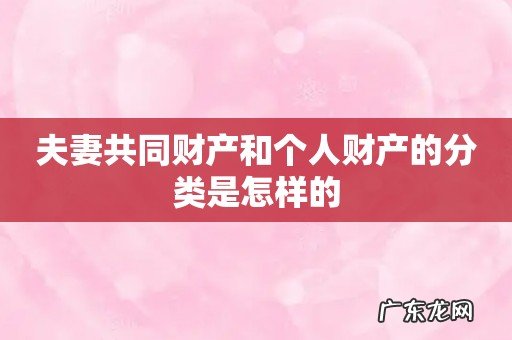 夫妻共同财产和个人财产的分类是怎样的