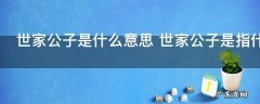 世家公子是什么意思 世家公子是指什么