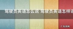 驾驶员英语怎么说 驾驶员英语怎样读