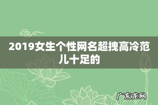 2019女生个性网名超拽高冷范儿十足的