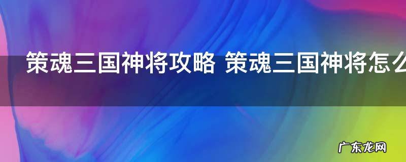 策魂三国神将攻略 策魂三国神将怎么玩