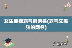 霸气又孤独的网名 女生孤独霸气的网名