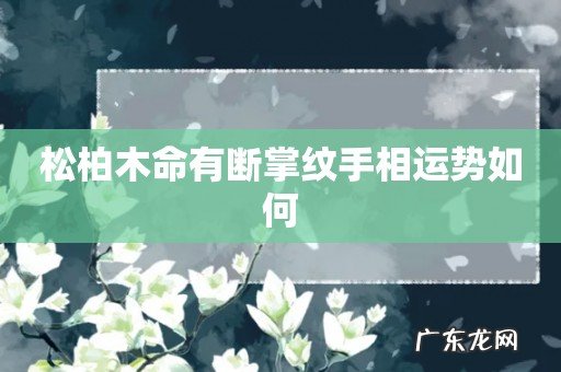 松柏木命有断掌纹手相运势如何