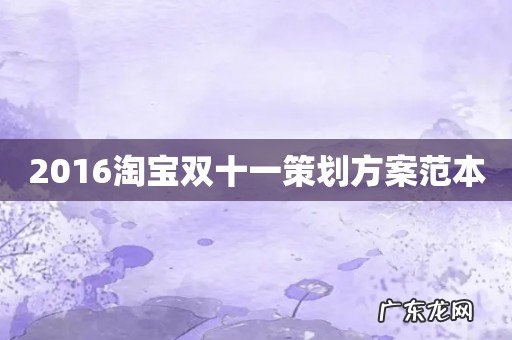 2016淘宝双十一策划方案范本