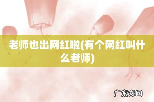 有个网红叫什么老师 老师也出网红啦