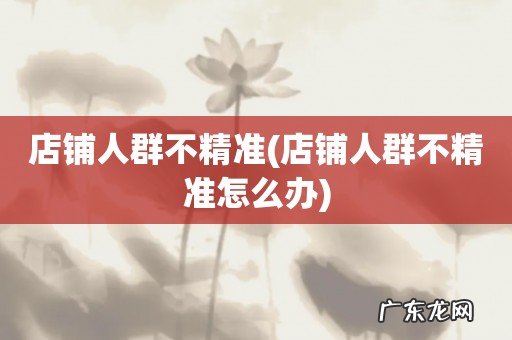 店铺人群不精准怎么办 店铺人群不精准