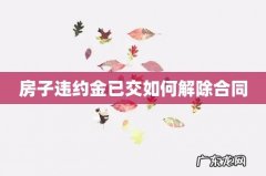 房子违约金已交如何解除合同