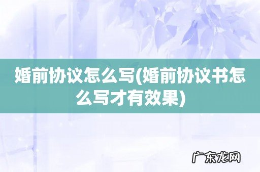 婚前协议书怎么写才有效果 婚前协议怎么写