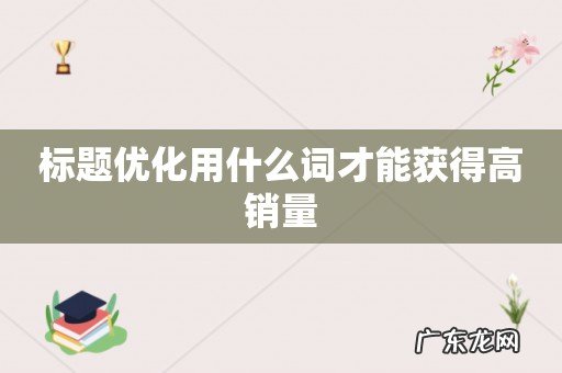 标题优化用什么词才能获得高销量