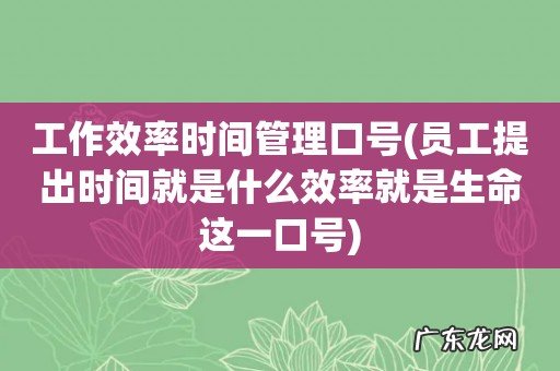 员工提出时间就是什么效率就是生命这一口号 工作效率时间管理口号
