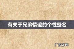 有关于兄弟情谊的个性签名
