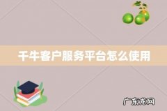 千牛客户服务平台怎么使用