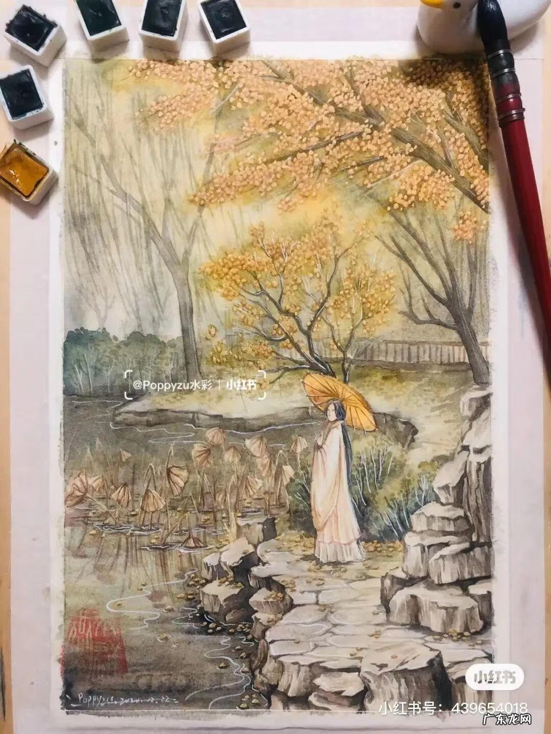 国风彩绘 国风水彩画 简约