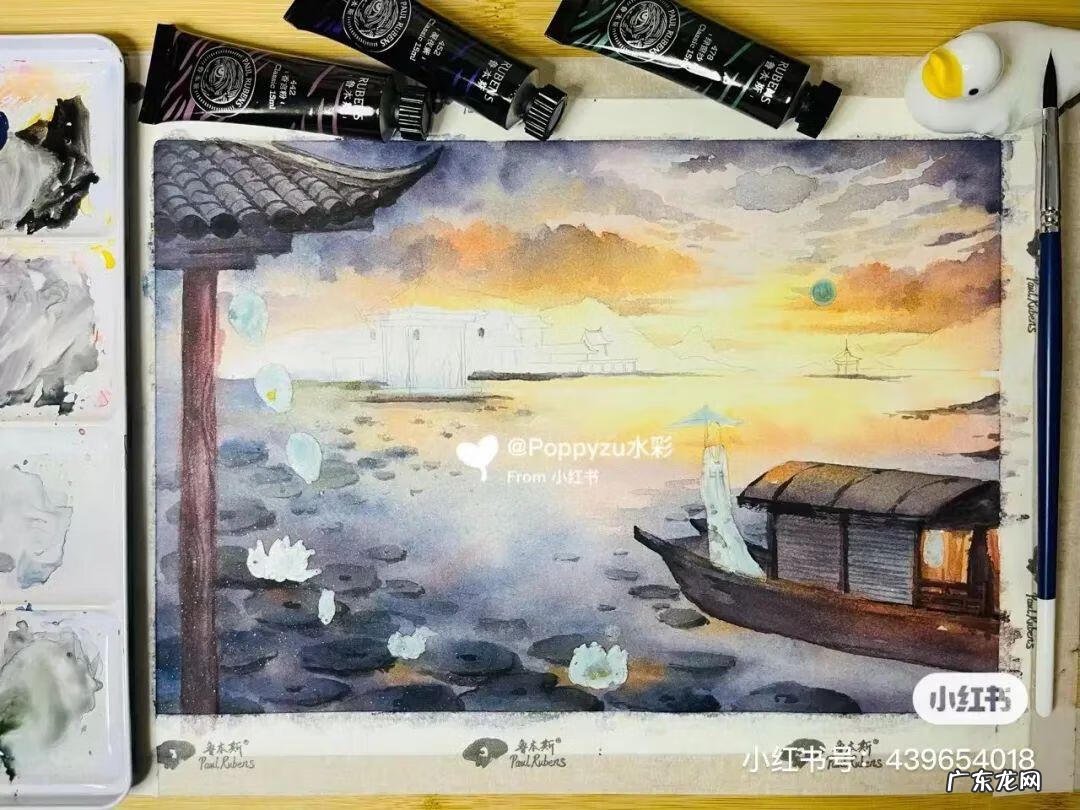 国风彩绘 国风水彩画 简约