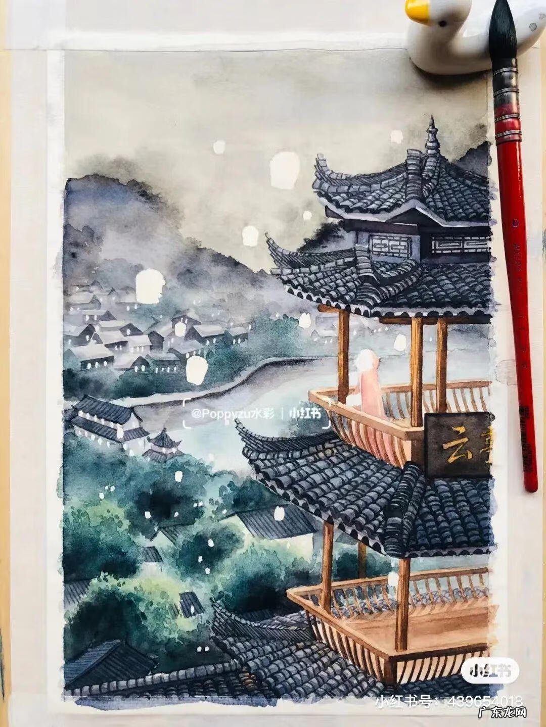 国风彩绘 国风水彩画 简约