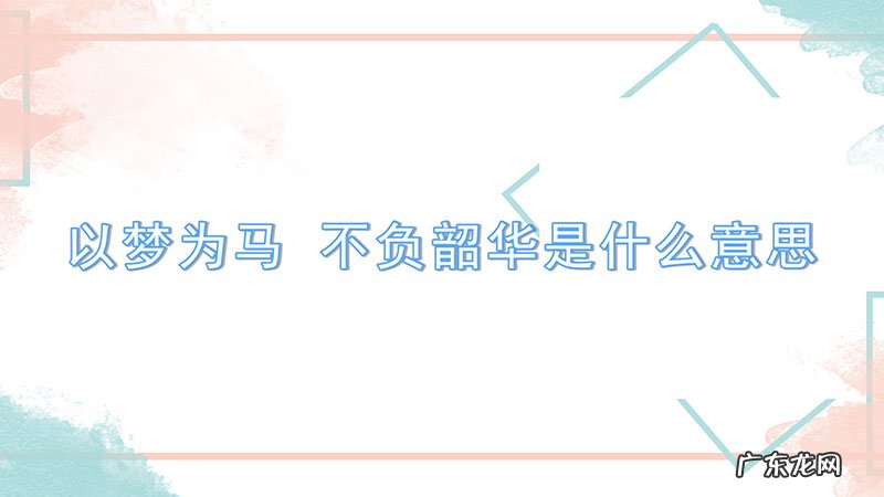 以梦为马 不负韶华是什么意思