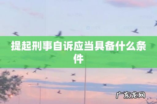 提起刑事自诉应当具备什么条件