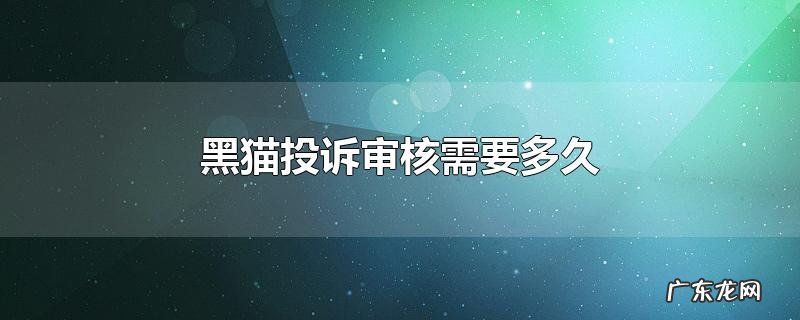 黑猫投诉审核需要多久