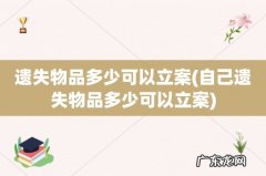 自己遗失物品多少可以立案 遗失物品多少可以立案