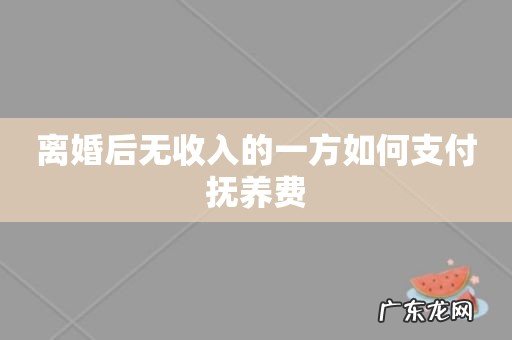 离婚后无收入的一方如何支付抚养费