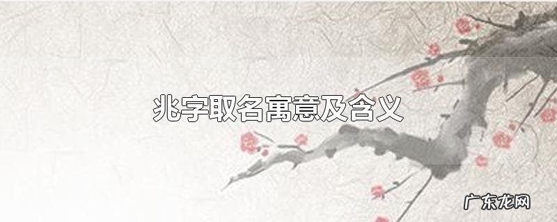 兆字取名寓意及含义