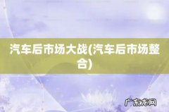 汽车后市场整合 汽车后市场大战