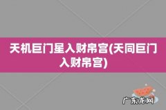 天同巨门入财帛宫 天机巨门星入财帛宫