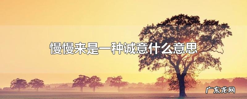 慢慢来是一种诚意什么意思