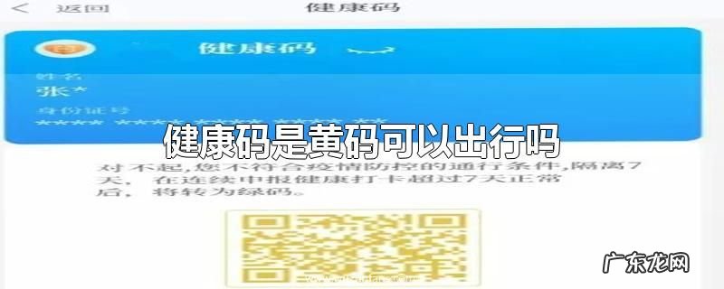 健康码是黄码可以出行吗