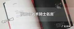 夜的命名术骑士名言