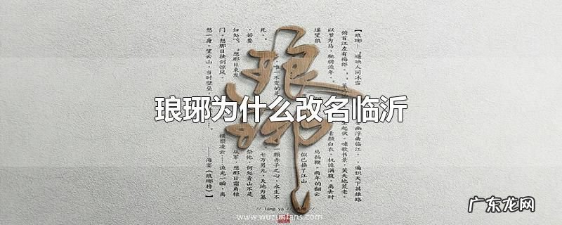 琅琊为什么改名临沂