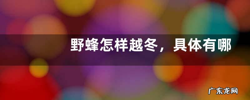 野蜂怎样越冬,具体有哪些措施
