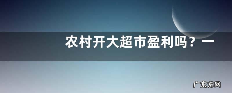 农村开大超市盈利吗?一年的利润大概有多少?