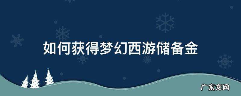 如何获得梦幻西游储备金
