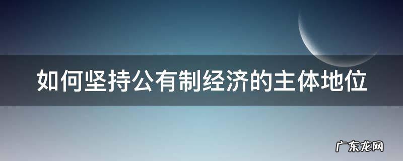 如何坚持公有制经济的主体地位
