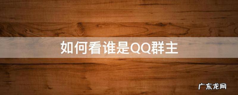 如何看谁是QQ群主