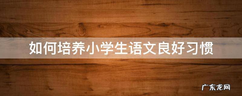 如何培养小学生语文良好习惯